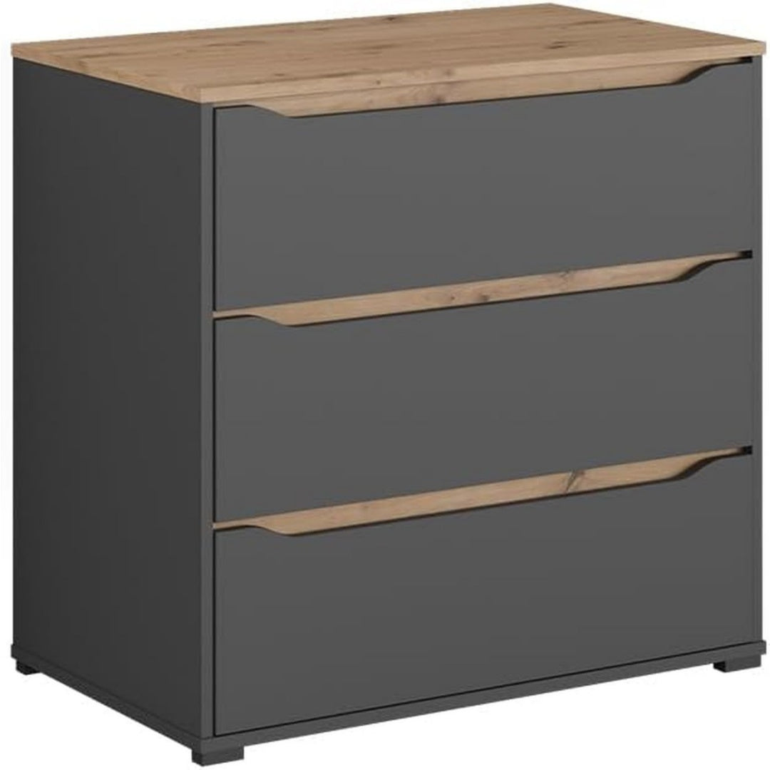 Sideboard mit den Massen 80 x 76.6 cm in Anthrazit und Eichenbraun