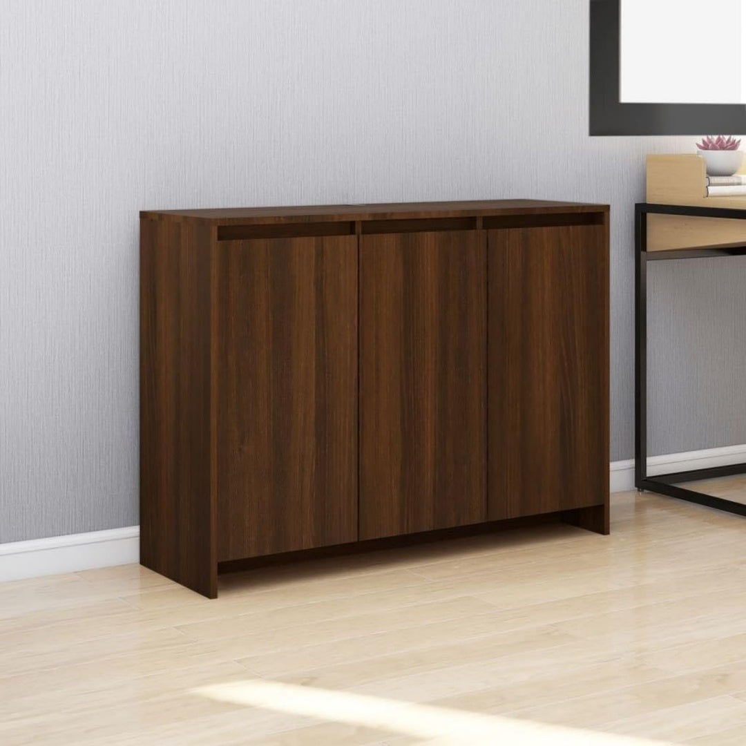 Das Sideboard misst 102 x 33 x 75 cm in Eichenbraun
