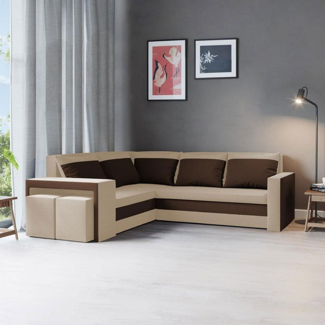 Sofa verbindet eine ausziehbare Konstruktion und weiche Polster