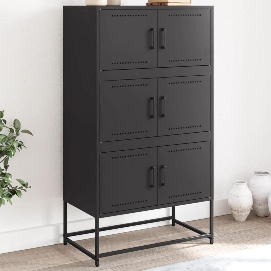 Hochschrank mit den Massen 68.5 x 38.5 x 123.5 cm in Schwarz