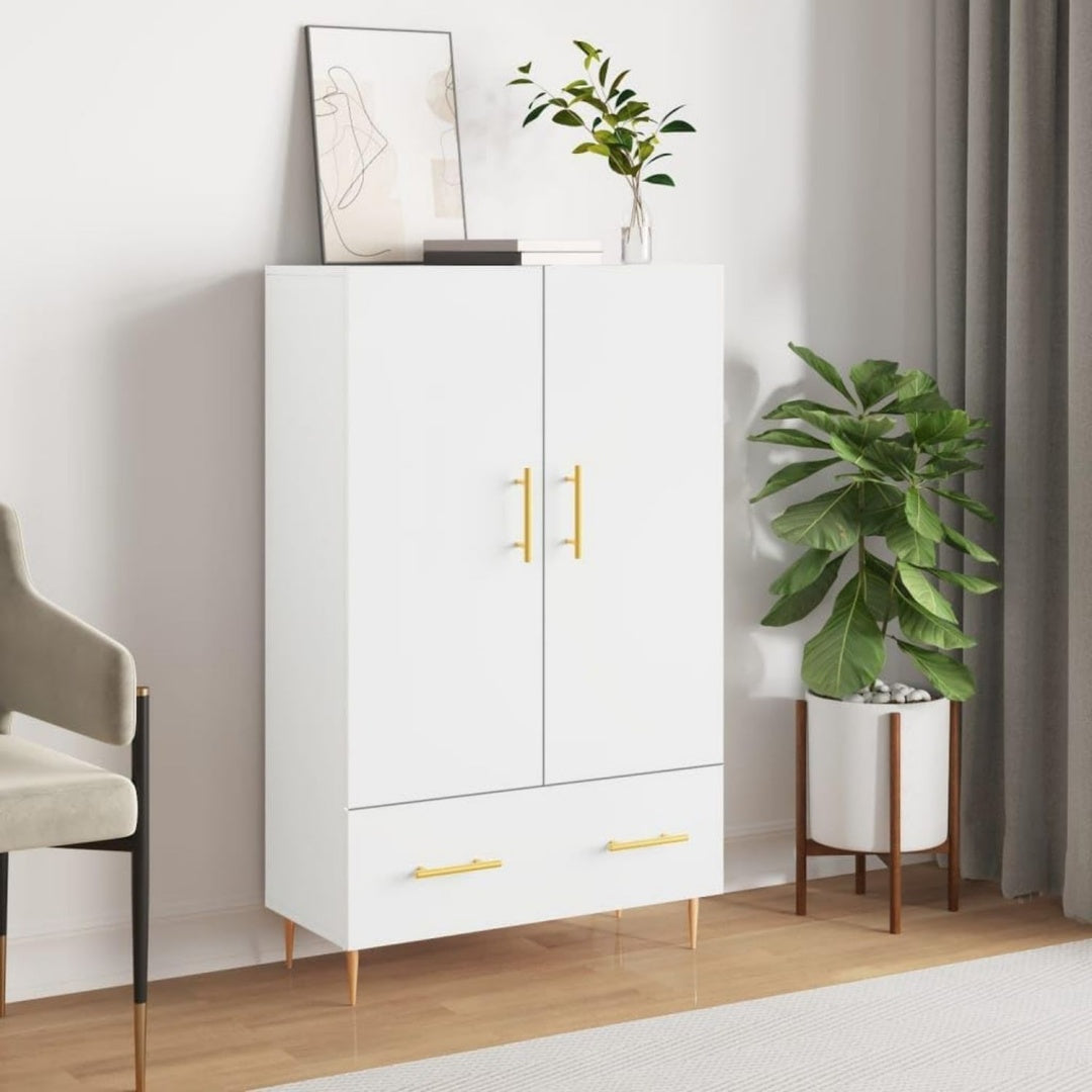 Hochschrank mit den Massen 69.5 x 31 x 115 cm in Weiss aus Holzwerkstoff
