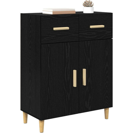 Sideboard mit den Massen 34 x 69.5 x 89 cm in Schwarz und Eichenbraun