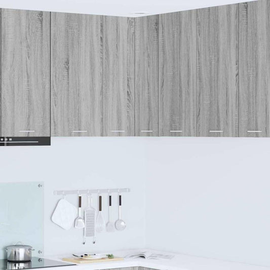 Wandschrank in Weiss und Eichenbraun und Grau mit Wandmontage