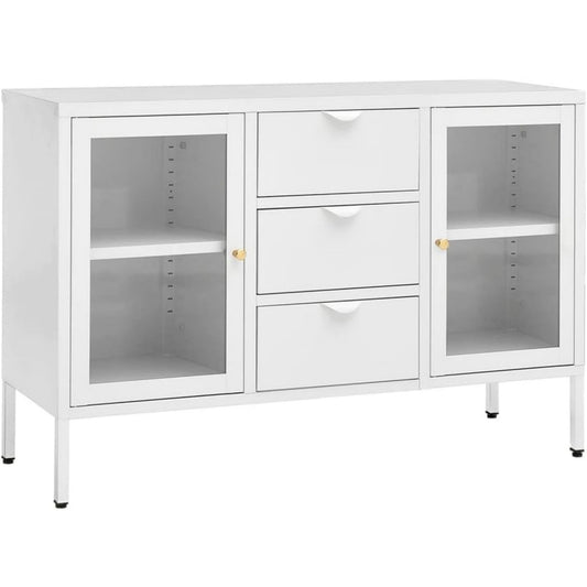Sideboard aus Metall und Glas mit 3 Schubladen