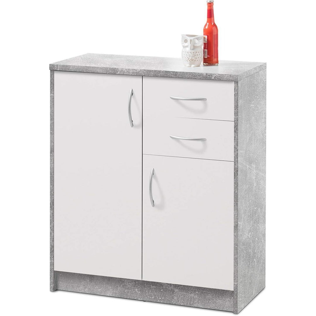 Sideboard in Weiss und Grau mit Schubladen