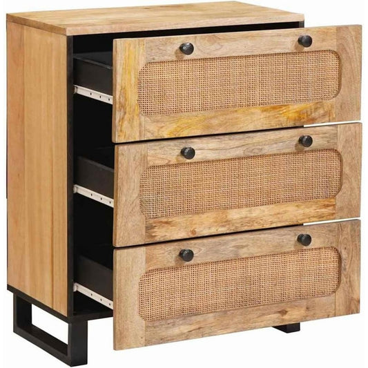 Schubladen an dem Sideboard aus Massivholz und Mangoholz