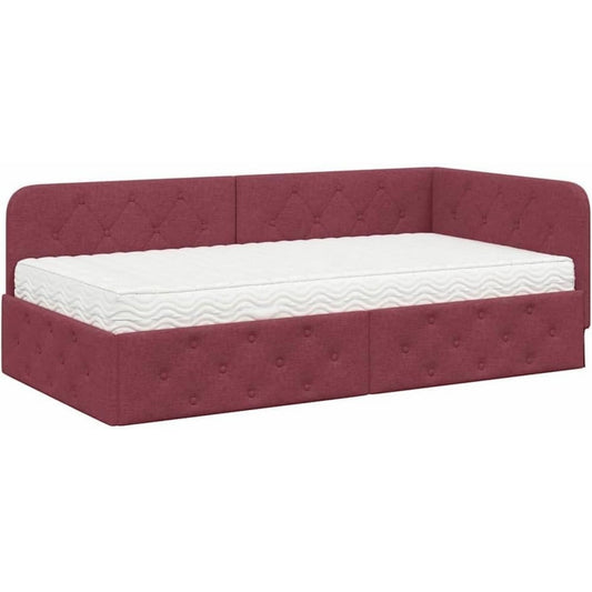 Das Bettgestell misst 90 x 200 cm in Rot