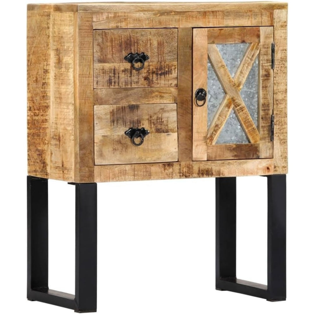 Die Gestaltung von dem Sideboard wird durch Massivholz und Mangoholz gepraegt in Naturbraun