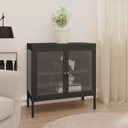 Sideboard aus Metall und Glas in Anthrazit