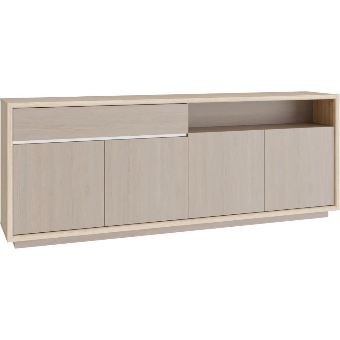 Sideboard mit Holzoptik, Schubladen und offenen Ablagen