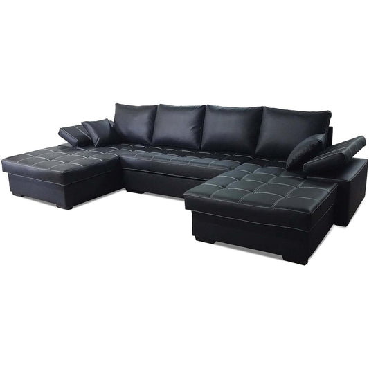 Die Gestaltung von dem Sofa wird durch Kunstleder gepraegt